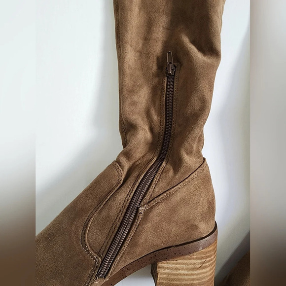 Steve Madden Women Brown Over The Knee Fabric Stretch Side Zipper w/ Tie, sz 7.5 - Picture 7 of 16